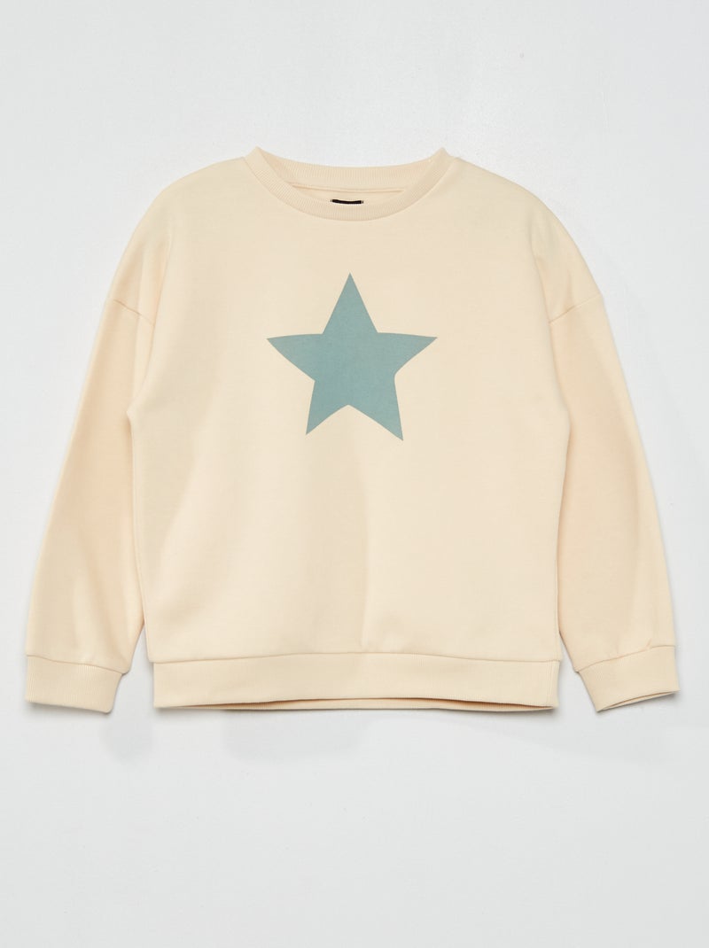 Sweatshirt em moletão estampada BRANCO - Kiabi