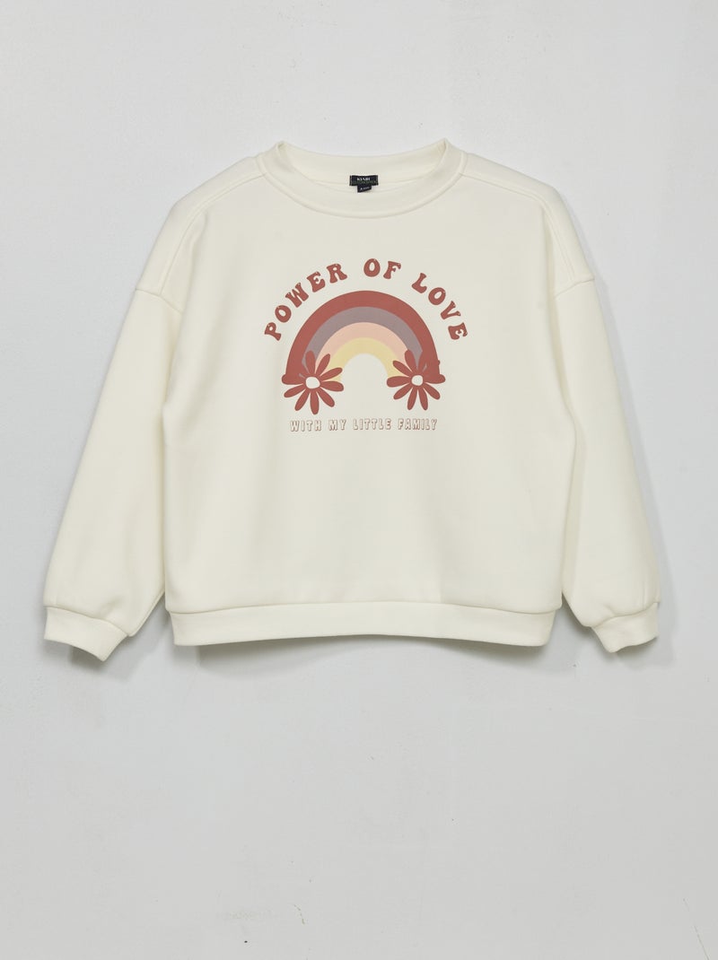 Sweatshirt em moletão estampada BRANCO - Kiabi
