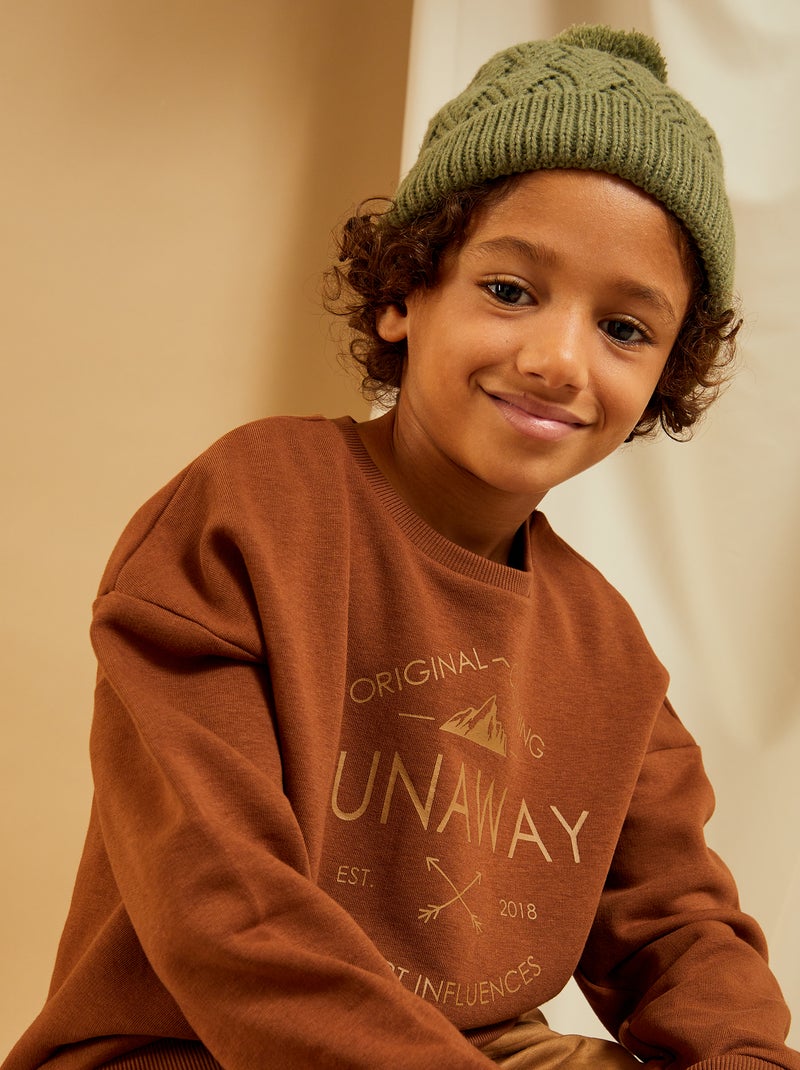 Sweatshirt em moletão estampada CASTANHO - Kiabi