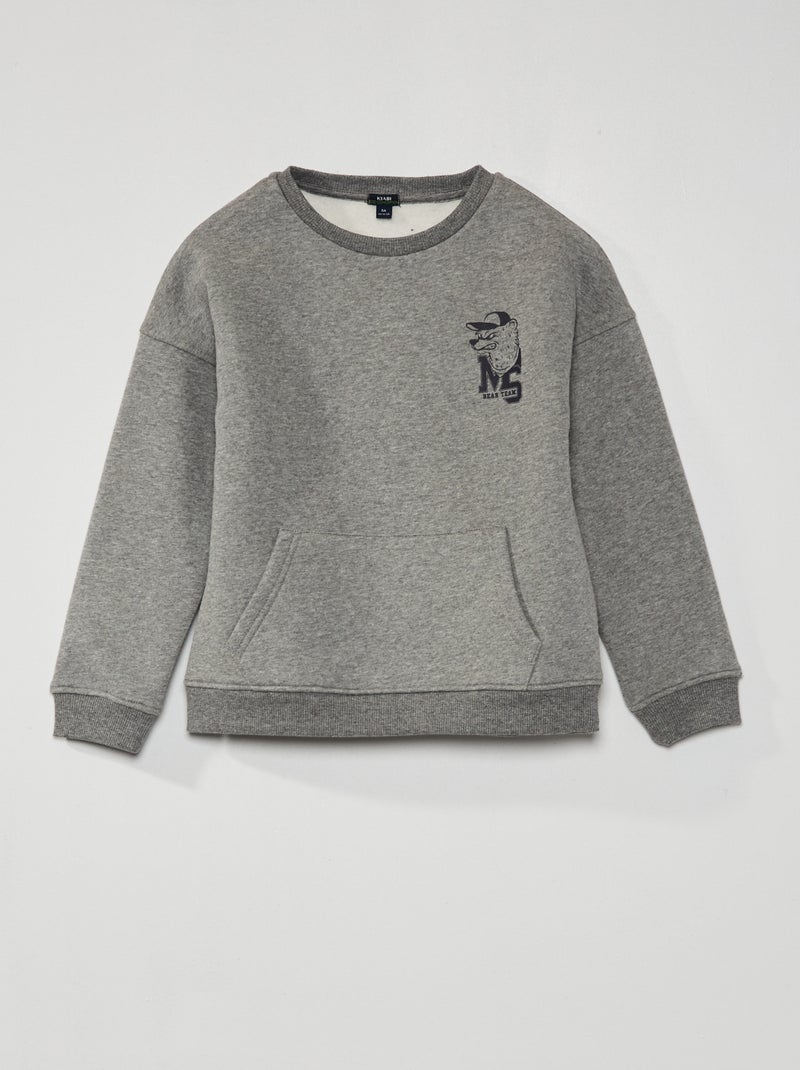 Sweatshirt em moletão estampada CINZA - Kiabi