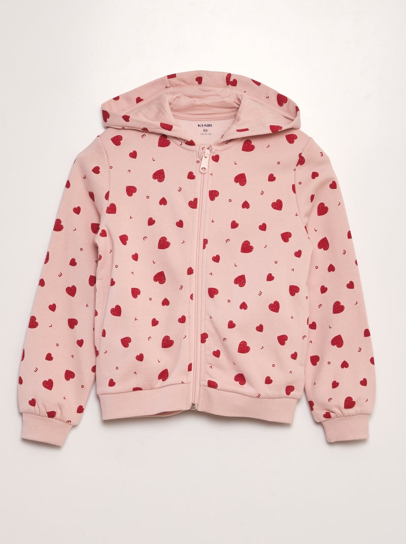 Sweatshirt em moletão estampada com capuz ROSA - Kiabi