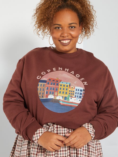 Sweatshirt em moletão estampada 'Copenhaga' - Kiabi
