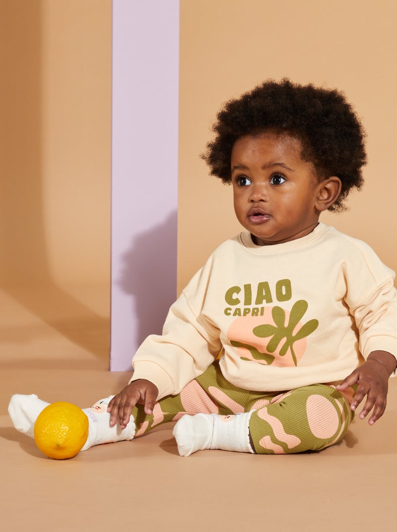 Sweatshirt em moletão estampada de gola redonda - Grafik Edition BEGE - Kiabi