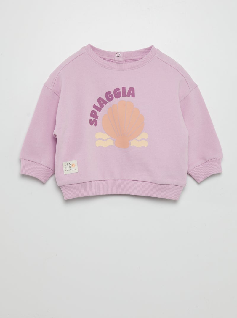 Sweatshirt em moletão estampada de gola redonda - Grafik Edition VIOLETA - Kiabi