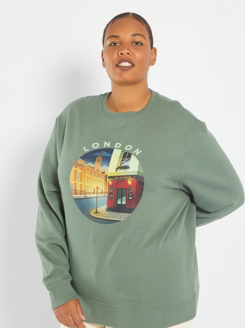 Sweatshirt em moletão estampada 'Londres' - Kiabi