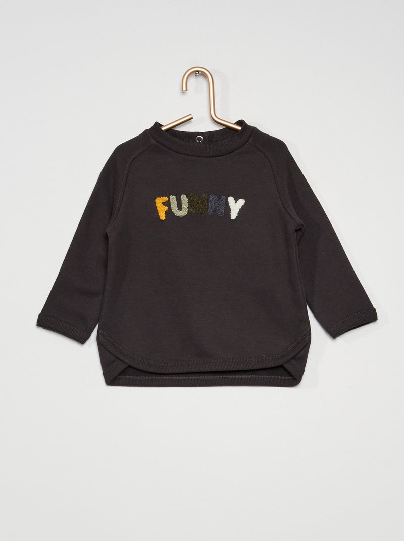 Sweatshirt em moletão estampada PRETO - Kiabi