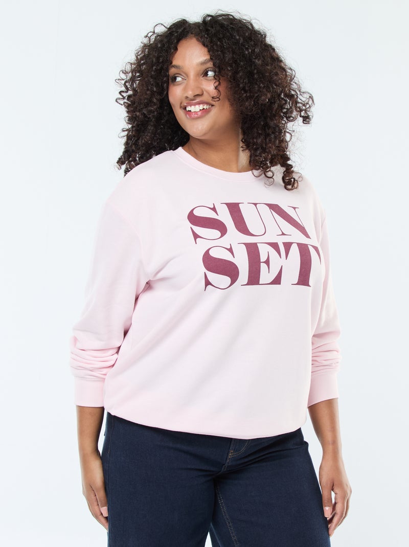 Sweatshirt em moletão estampada Rosa - Kiabi
