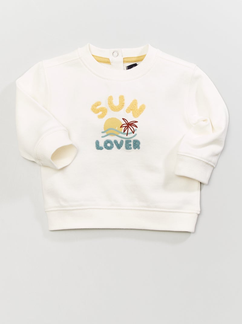 Sweatshirt em moletão estampada 'sun lover' BRANCO - Kiabi