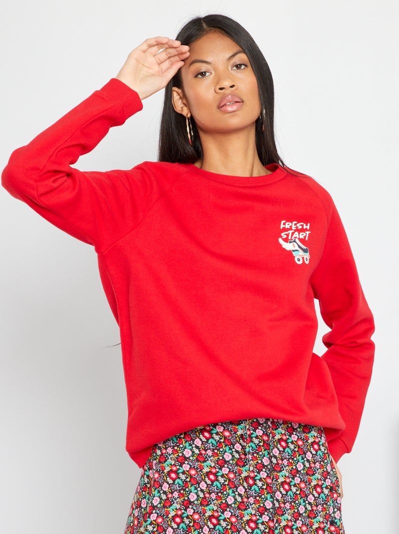 Sweatshirt em moletão estampada VERMELHO - Kiabi