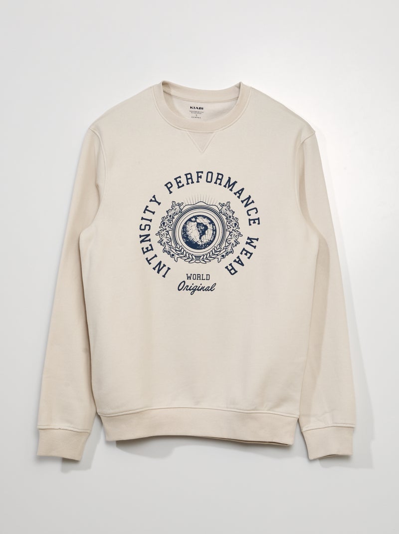 Sweatshirt em moletão estampado BEGE - Kiabi