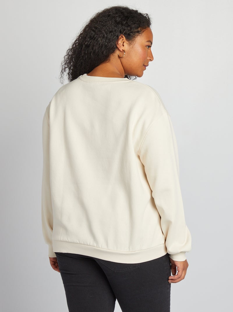 Sweatshirt em moletão estampado BEGE - Kiabi