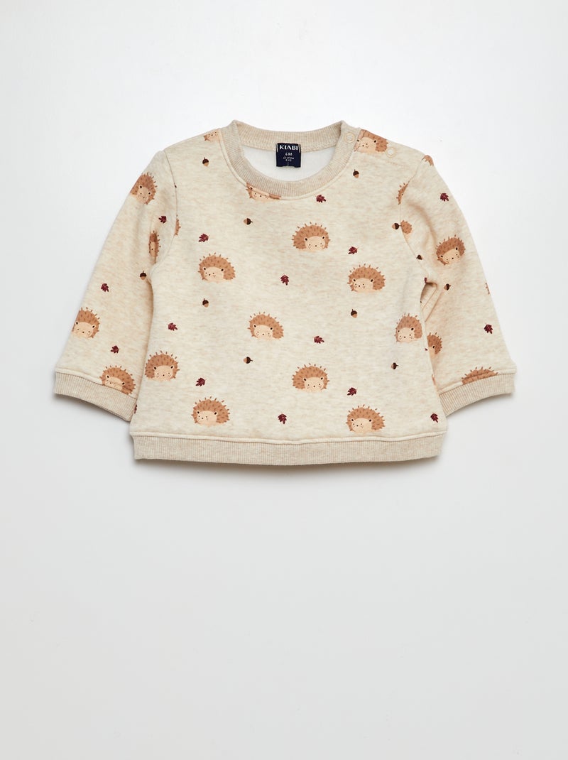 Sweatshirt em moletão estampado BEGE - Kiabi