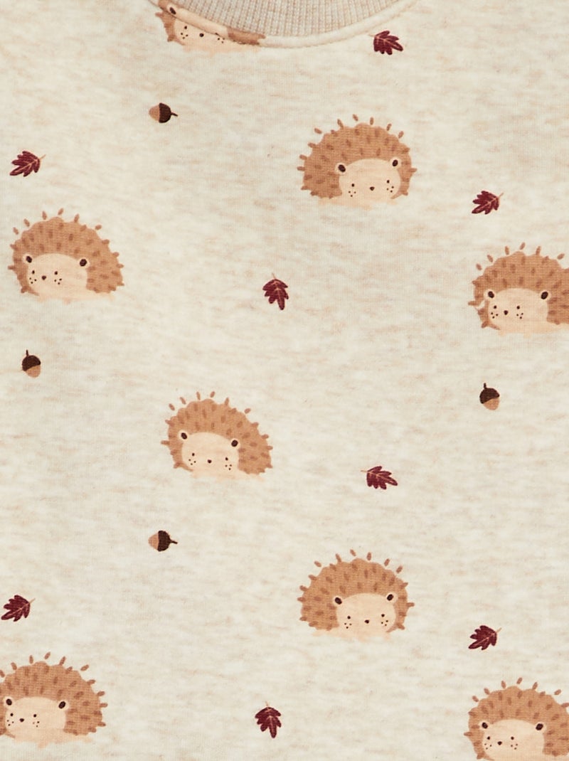 Sweatshirt em moletão estampado BEGE - Kiabi