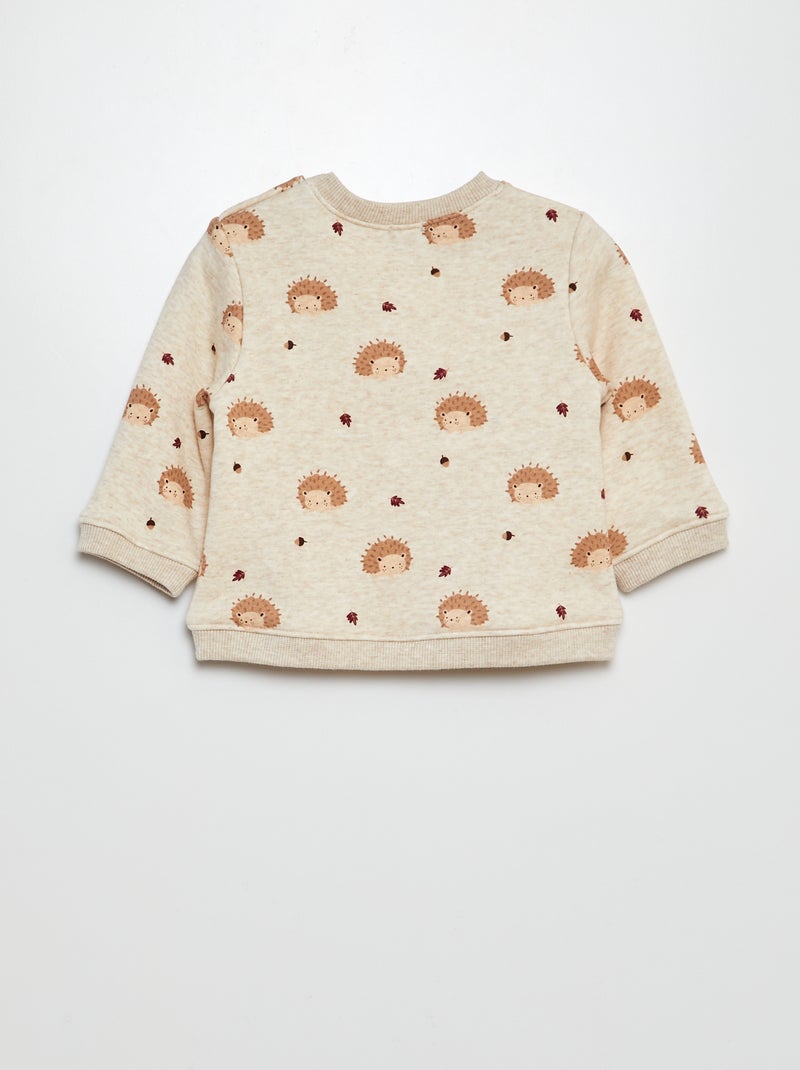 Sweatshirt em moletão estampado BEGE - Kiabi