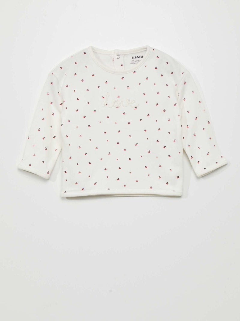 Sweatshirt em moletão estampado BRANCO - Kiabi