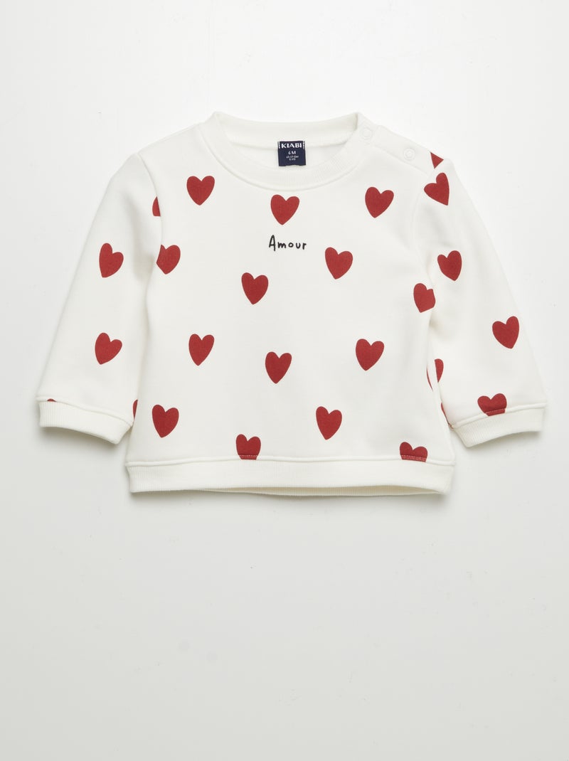 Sweatshirt em moletão estampado BRANCO - Kiabi