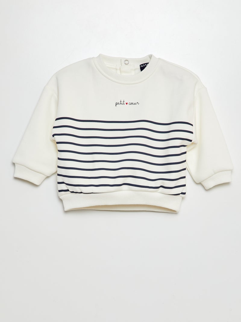 Sweatshirt em moletão estampado BRANCO - Kiabi