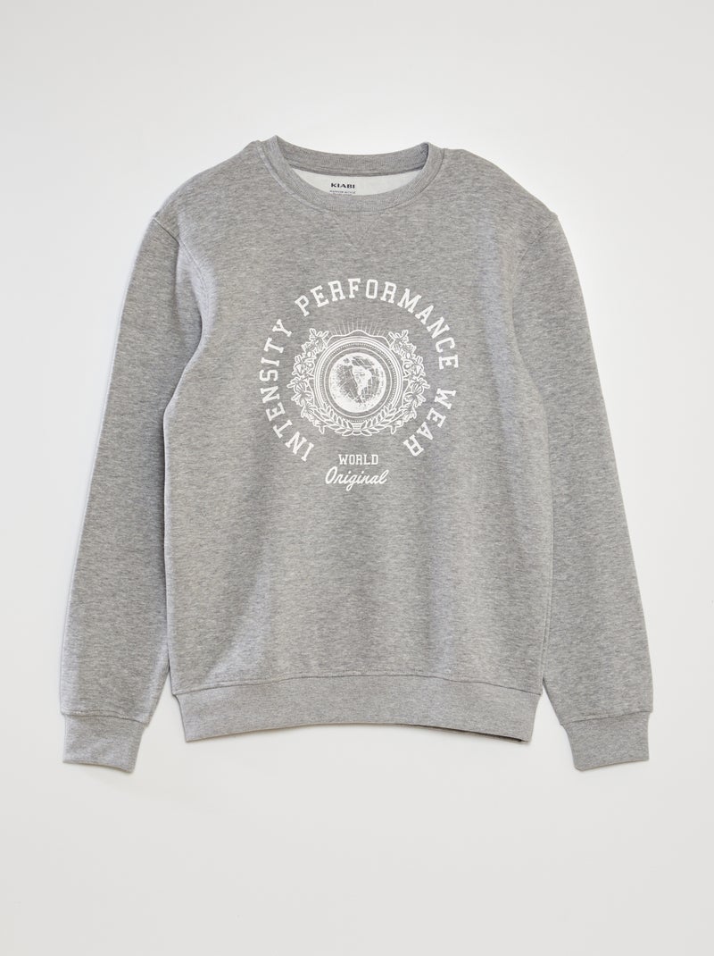 Sweatshirt em moletão estampado CINZA - Kiabi