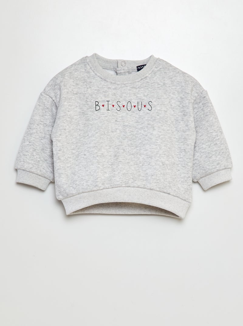 Sweatshirt em moletão estampado CINZA - Kiabi