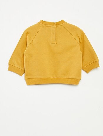 Sweatshirt em moletão estampado com abertura por molas de pressão