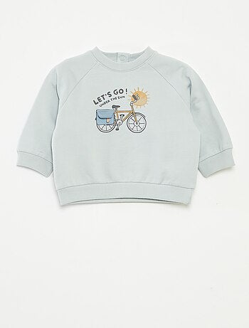 Sweatshirt em moletão estampado com abertura por molas de pressão