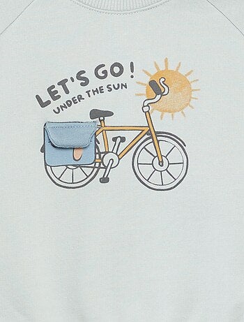 Sweatshirt em moletão estampado com abertura por molas de pressão