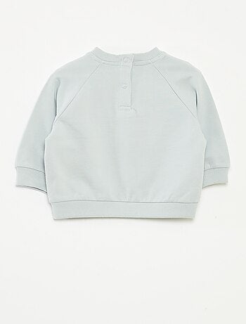 Sweatshirt em moletão estampado com abertura por molas de pressão