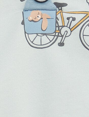 Sweatshirt em moletão estampado com abertura por molas de pressão