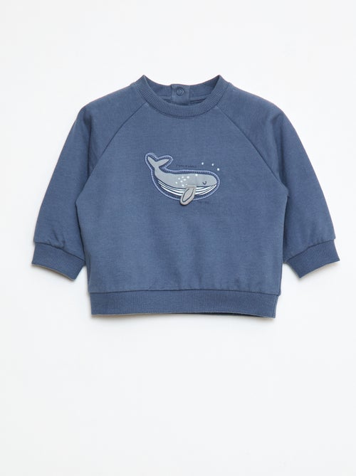Sweatshirt em moletão estampado com abertura por molas de pressão - Kiabi