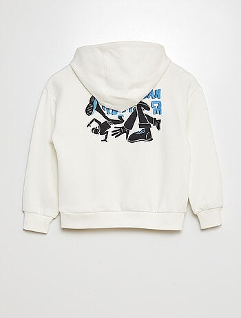 Sweatshirt em moletão estampado frente e verso