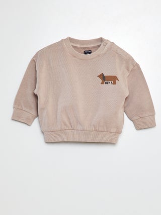 Sweatshirt em moletão estampado frente/verso
