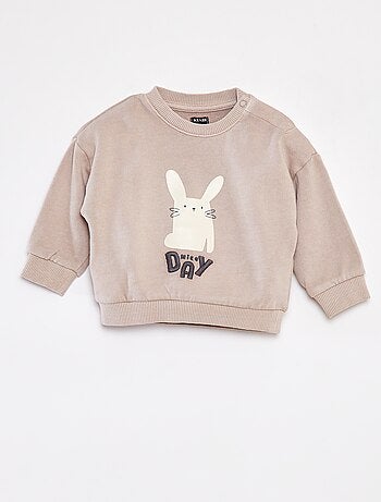 Sweatshirt em moletão estampado frente/verso