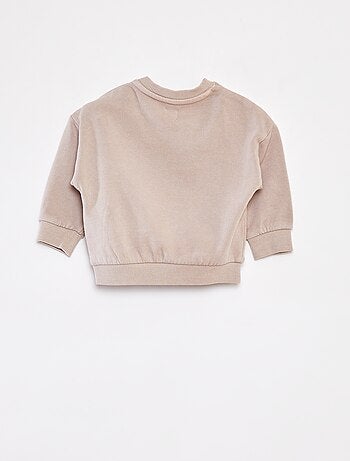 Sweatshirt em moletão estampado frente/verso