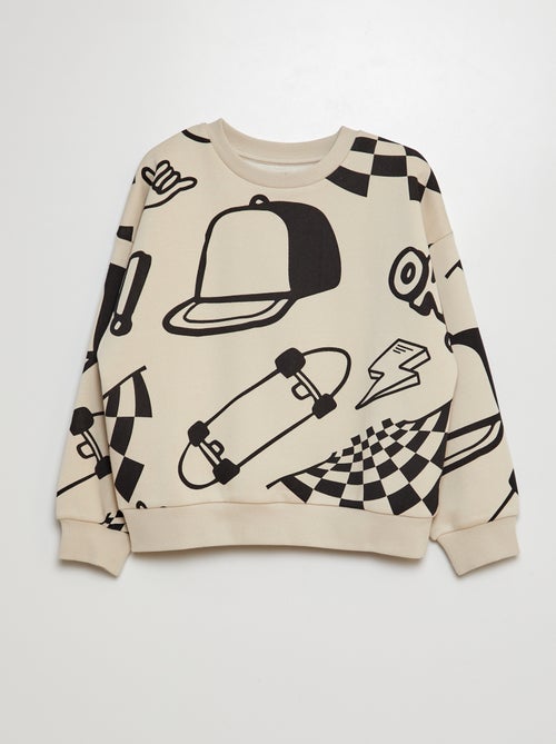Sweatshirt em moletão estampado 'skater' - Kiabi