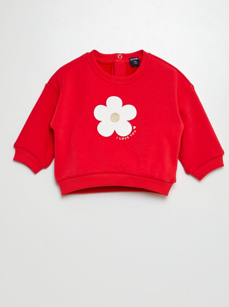 Sweatshirt em moletão estampado VERMELHO - Kiabi