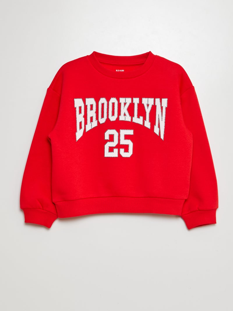 Sweatshirt em moletão estilo campus VERMELHO - Kiabi