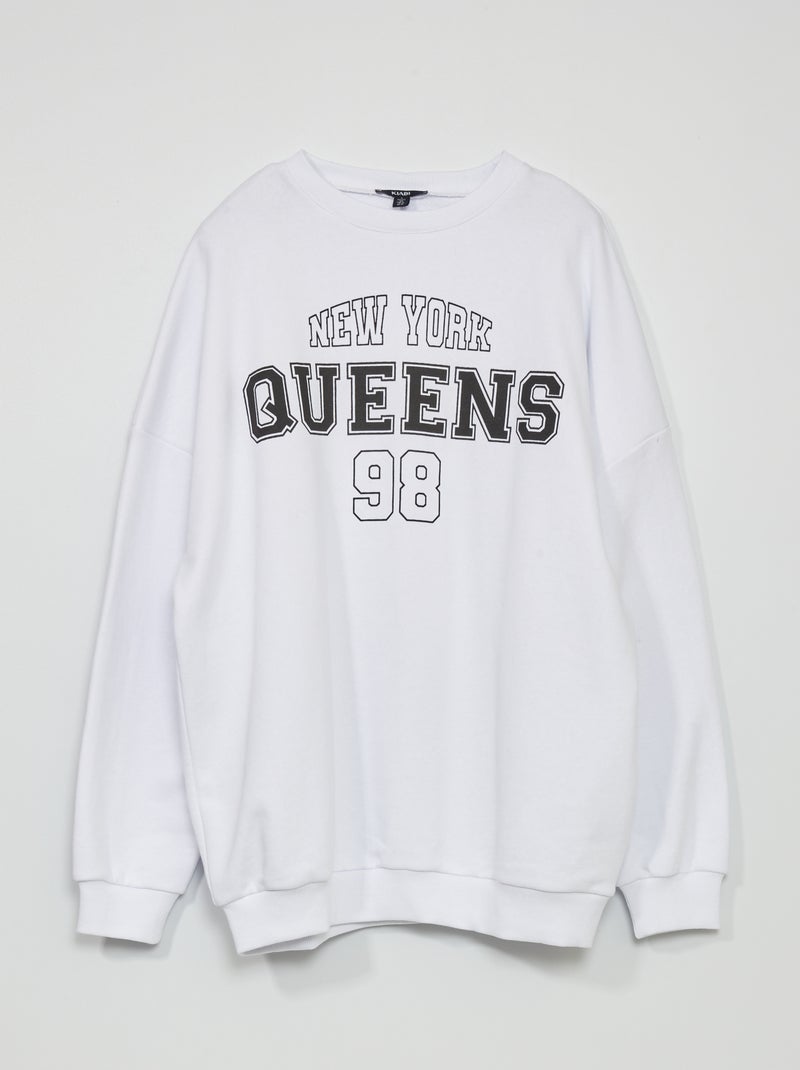 Sweatshirt em moletão estilo EUA BEGE - Kiabi