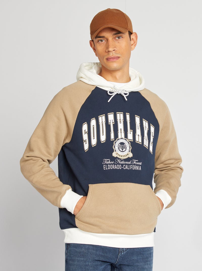 Sweatshirt em moletão estilo universidade americana AZUL - Kiabi