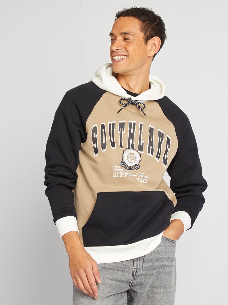 Sweatshirt em moletão estilo universidade americana BEGE - Kiabi