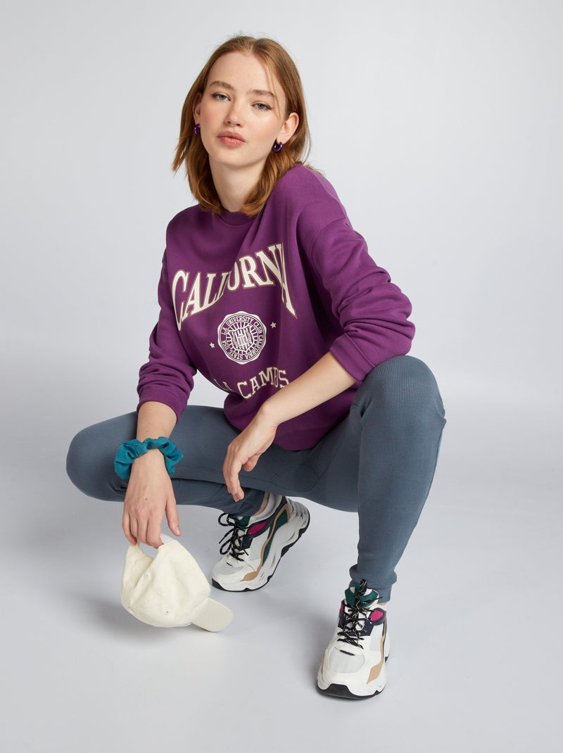 Sweatshirt em moletão estilo universidade americana ROSA - Kiabi