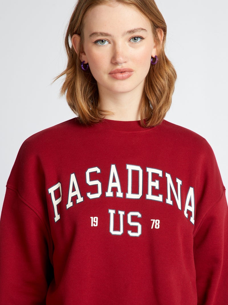 Sweatshirt em moletão estilo universidade americana VERMELHO - Kiabi