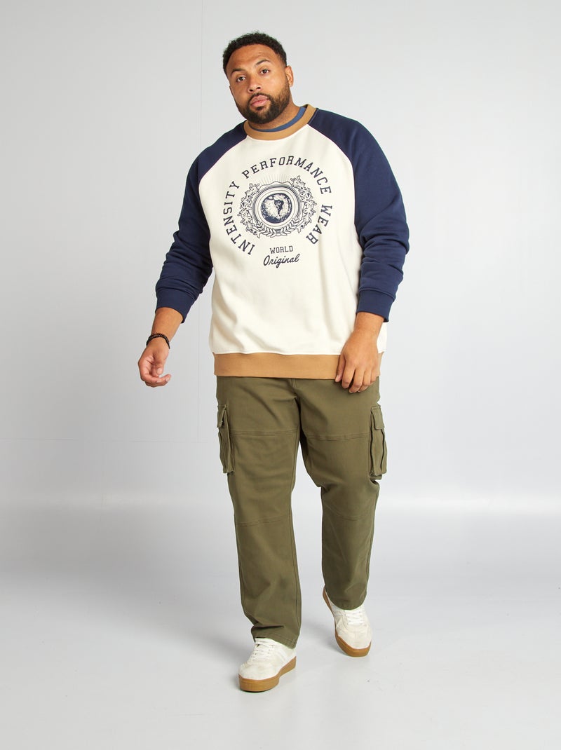 Sweatshirt em moletão estilo universitário BRANCO - Kiabi