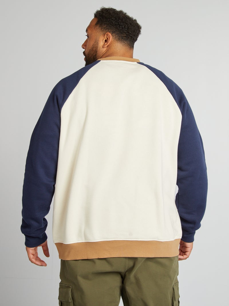 Sweatshirt em moletão estilo universitário BRANCO - Kiabi