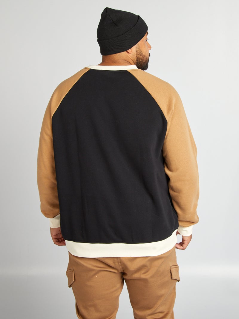 Sweatshirt em moletão estilo universitário PRETO - Kiabi