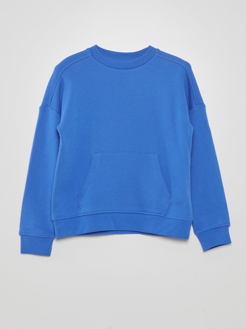 Sweatshirt em moletão fino AZUL - Kiabi