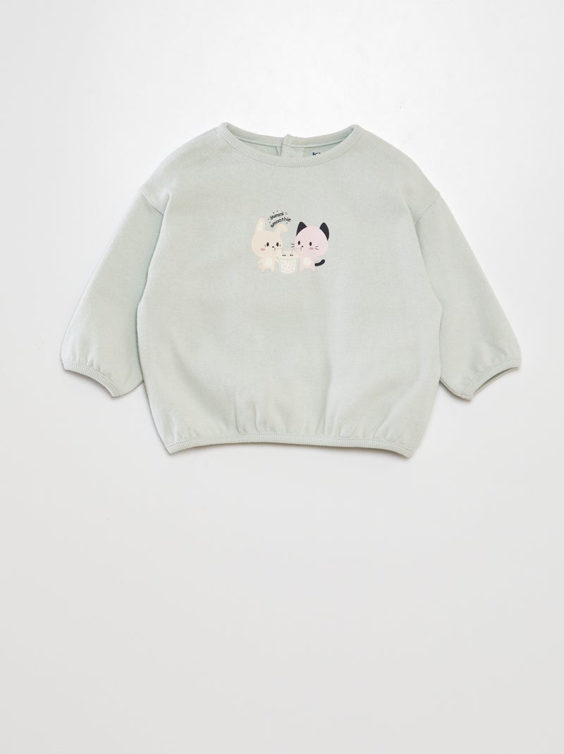 Sweatshirt em moletão fino AZUL - Kiabi