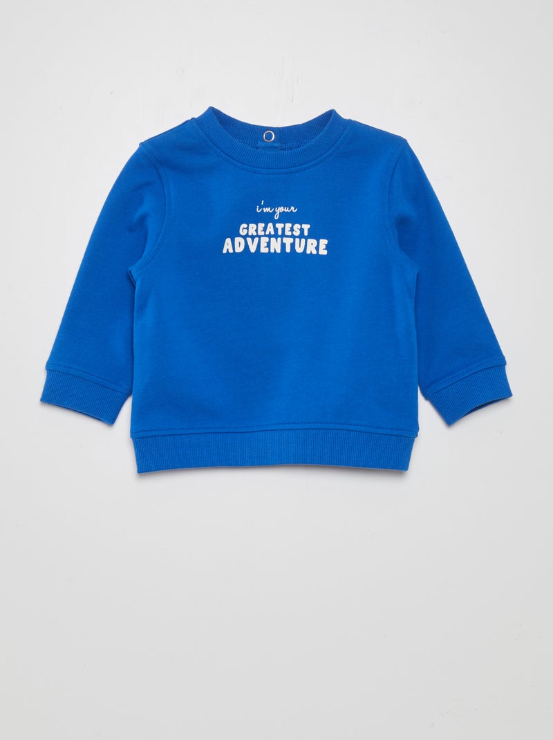 Sweatshirt em moletão fino AZUL - Kiabi