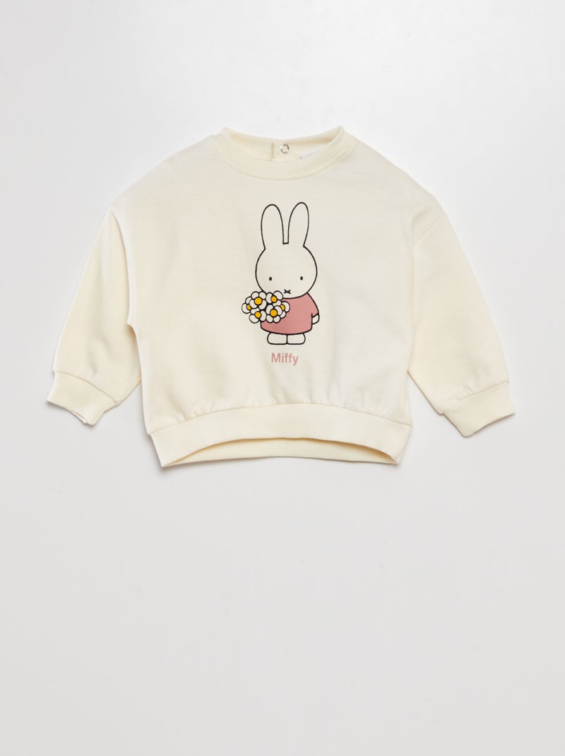 Sweatshirt em moletão fino BRANCO - Kiabi