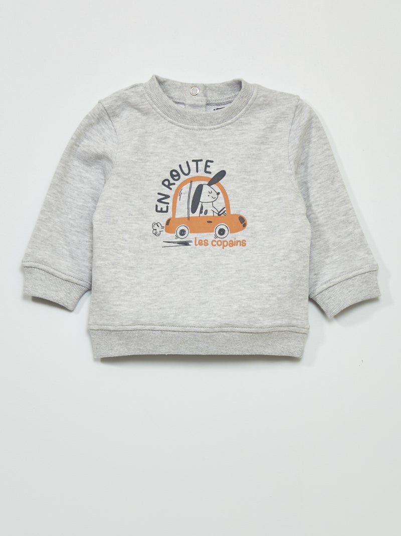 Sweatshirt em moletão fino CINZA - Kiabi