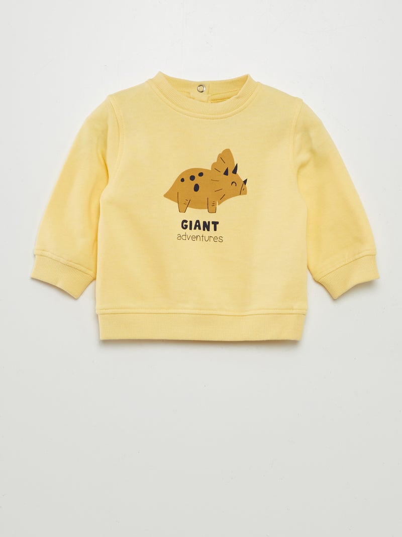 Sweatshirt em moletão fino com estampado AMARELO - Kiabi